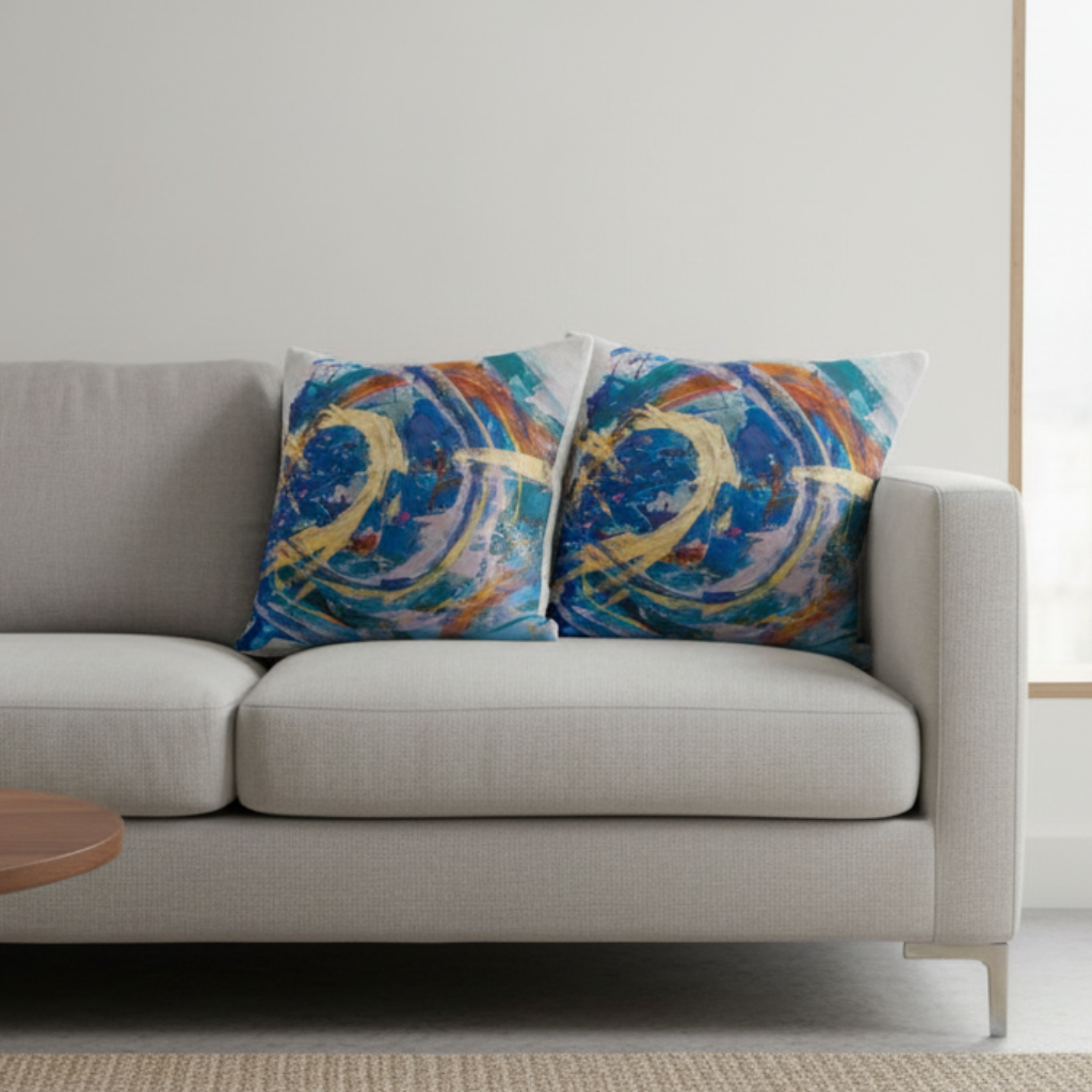 Echoes In Blue Cushion - Linen Style